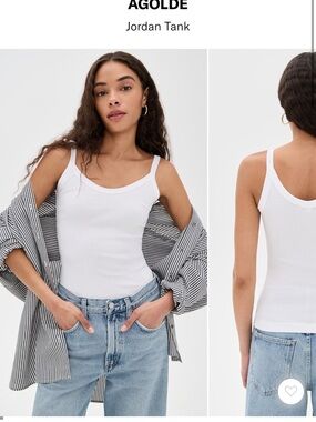 NWT Agolde White Ribbed Slim-Strap Tank